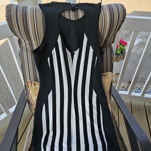 You Brand Black and White Striped Women's Dress Size M